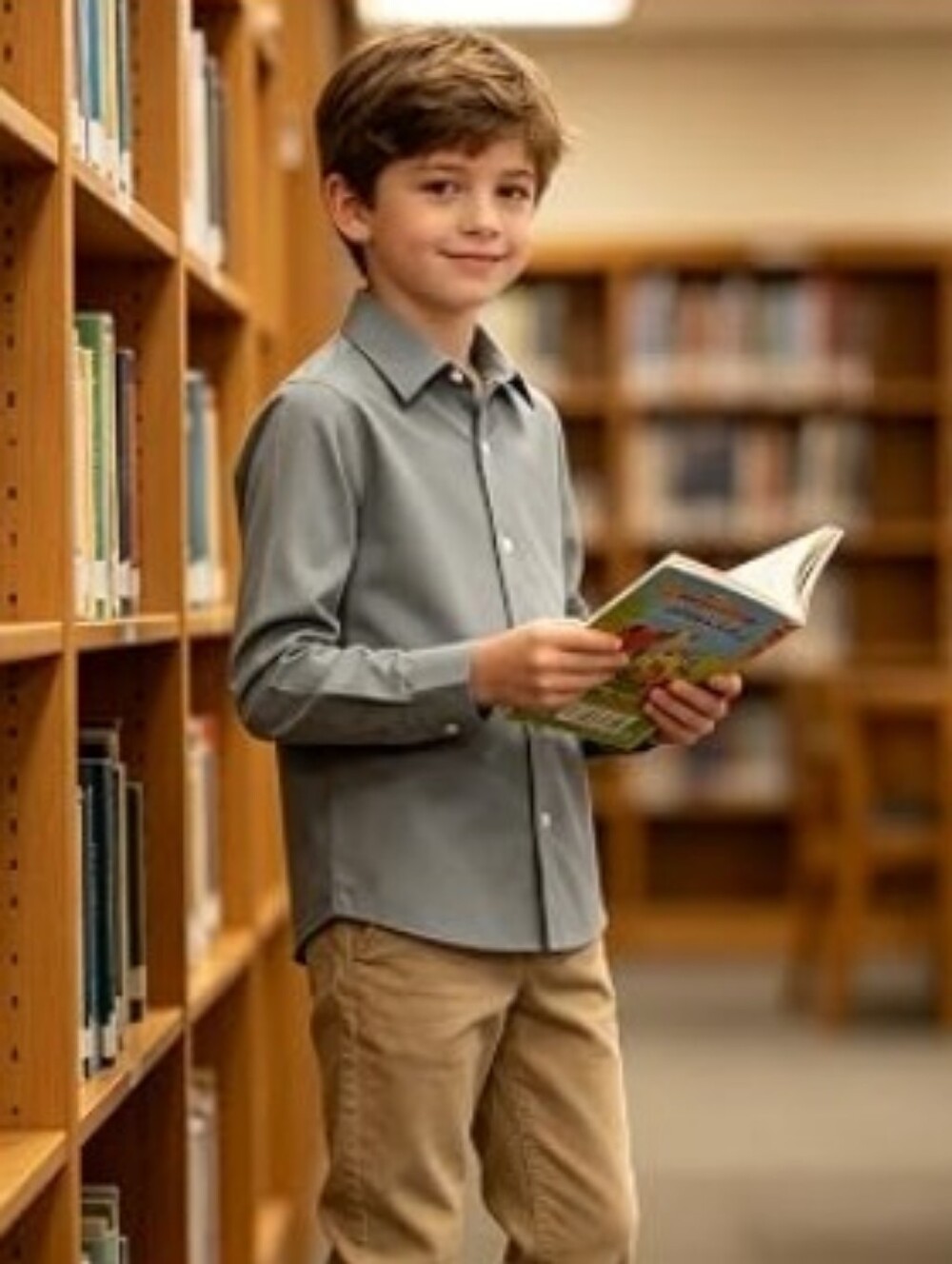Boys Long Sleeve Dress Shirts Button Down Wrinkle-Resistant Gray